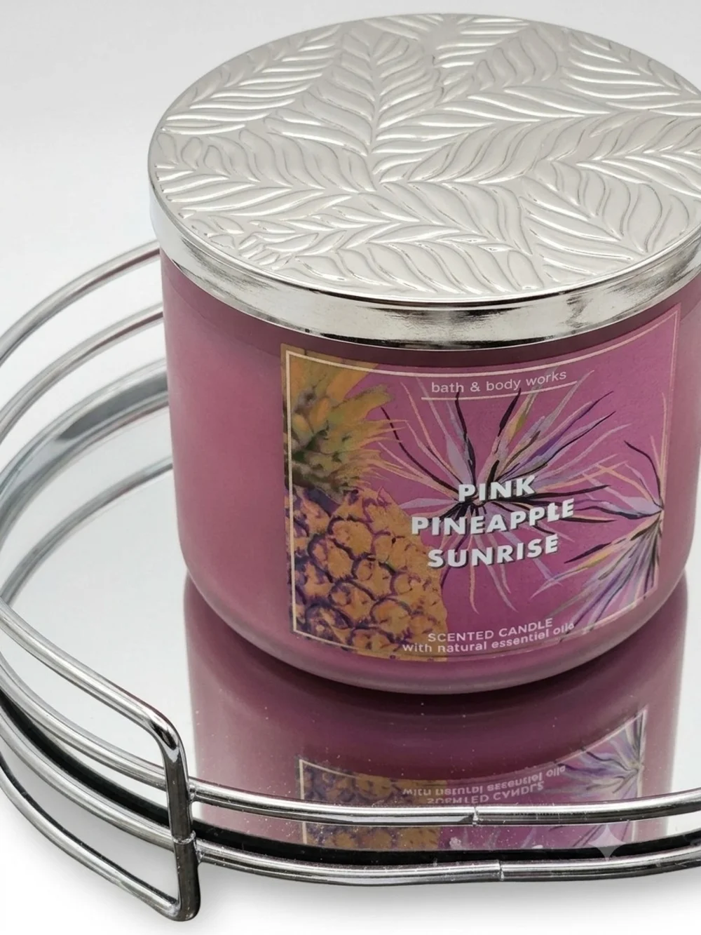 Bath & Body Works Pink Pineapple Sunrise 3-Wick Candle Pink Silver